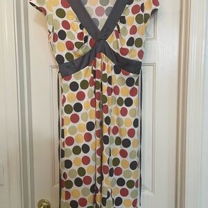 DownEast Multicolor Polka Dot Midi Dress